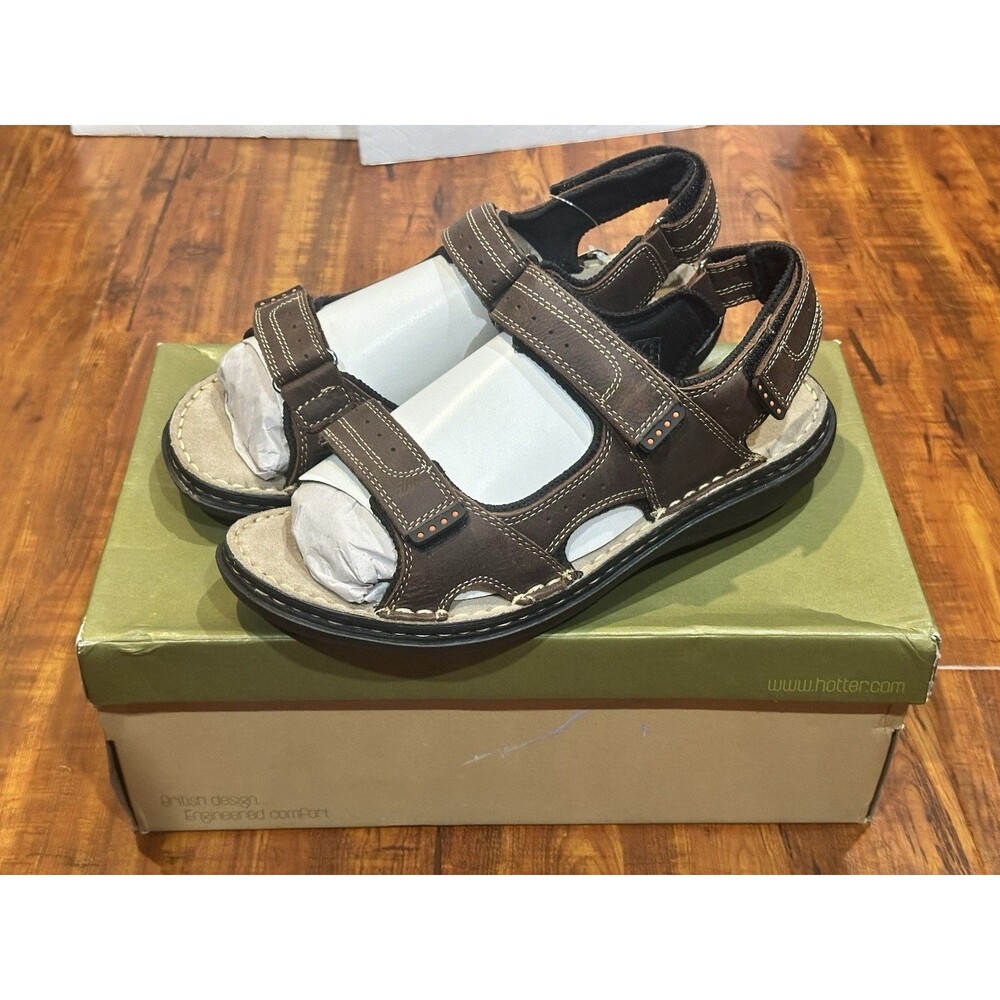 Hotter Comfort Concept Dee Brown Leather Sandals Men’s Size US 9 M - New in Box